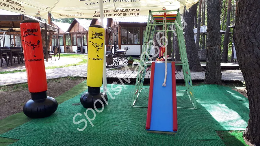 ДСК РАННЕГО РАЗВИТИЯ PLASTEP БОГАТЫРЬ 170 МЕТАЛЛ - цвет фисташковый, перекладины - цветные + НАДУВНАЯ ГРУША ABSOLUTECHAMPION 150 и 130  см