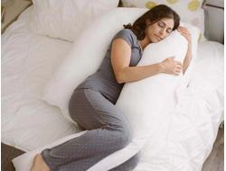 Подушка для беременных Big 280 с холлофайбером + наволочка сатин страйп белый