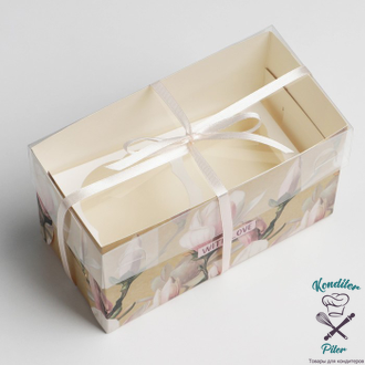 Коробка для капкейка «Магнолии», 16 × 8 × 10 см