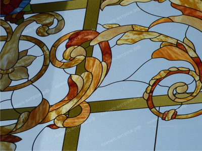 Витражная пленка, витражная пленка самоклеющаяся под заказ,пленочный витраж с классическим рисунком