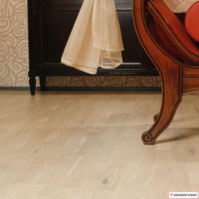 Паркетная доска Baltic Wood Дуб Рустик Кантри Крим Уайт 188 мм 3-х полосная без фаски лак замок 2G толщина 14 мм 3.41 м2