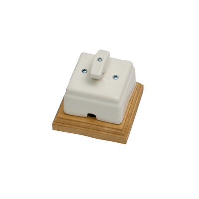 Поворотный ретро выключатель из керамики, белый. 1-2 клав.