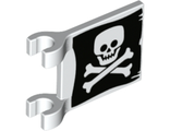 Flag 2 x 2 Square with Flat Skull and Crossbones Jolly Roger Pattern on Both Sides, White (2335pb212 / 6317075)