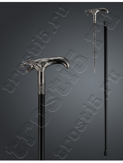 Трость опорная с клинком "Дракон" с драконом на рукояти для самообороны