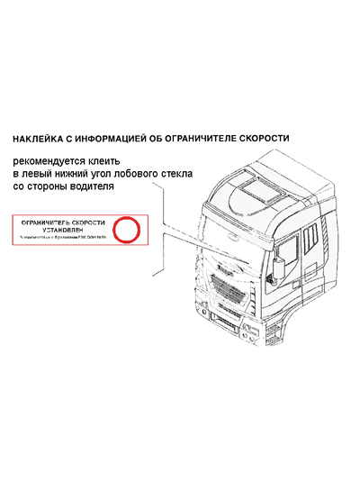 Наклейка Ограничитель скорости установлен
