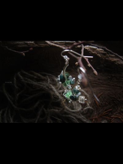 Благотворительность. Серьги в лесном стиле "Хрустальная пора"