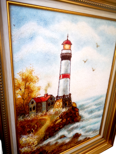 Картина из янтарной крошки. "Маяк".