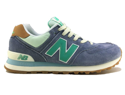 New balance 574 Серые с зеленым женские (37-41) Арт. 063М