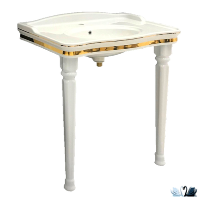 Раковина Creavit Antik Gold AN080.A0000 80 х 50 см подвесная, глянец белоснежного цвета с золотым декором