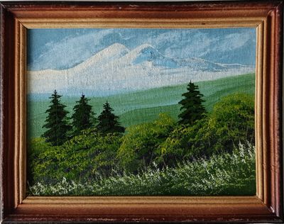 &quot;Эльбрус&quot; холст на картоне масло Гикалова М. 2004 год