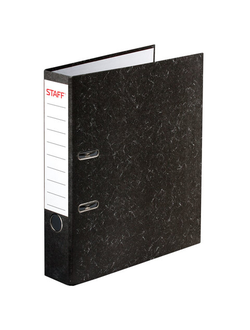 Папка-регистратор STAFF "EVERYDAY" с мраморным покрытием, 50 мм, без уголка, черный корешок, 224615