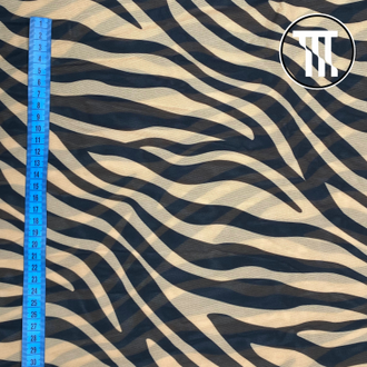 Сетка-стрейч принт Зебра, цв. Легкий загар (темный)