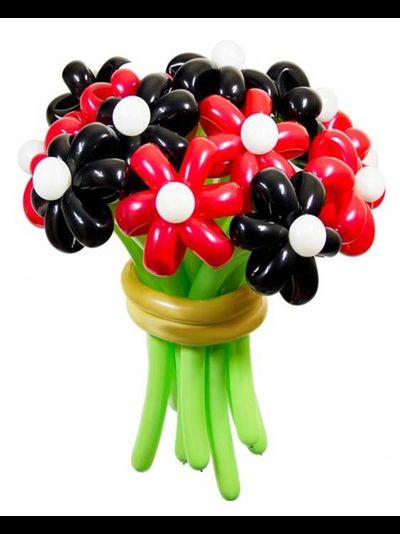 Букет Красные черные ромашки 15 шт.