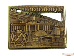 Магнит из бересты Новосибирск "Коллаж9"