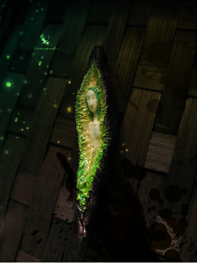 Дух живого леса. Кулон из полимерной глины. Талисман в виде дриады - духа леса