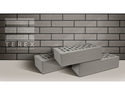 Кирпич облицовочный серый гладкий с утолщенной стенкой 20мм щелевой 1NF 250х120х65мм М175 Terex