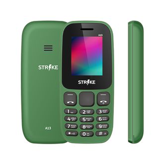 4630055249732  Мобильный телефон   STRIKE A13 GREEN,  2 SIM, 600 мАч,  фонарик