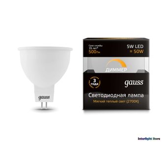 Gauss LED MR16 5w 830/840 Dim GU5.3