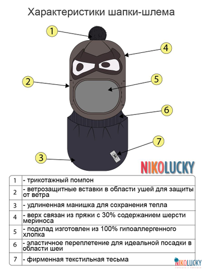 Шапка-шлем 22201-04, цвет темно-серый меланж, р. 50-52