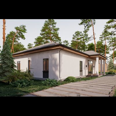 Одноэтажный дом с четырьмя спальнями 119м² (S12)