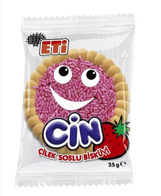 ETI CIN ПЕЧЕНЬЕ С КЛУБНИЧНОЙ НАЧИНКОЙ, 25 ГР.