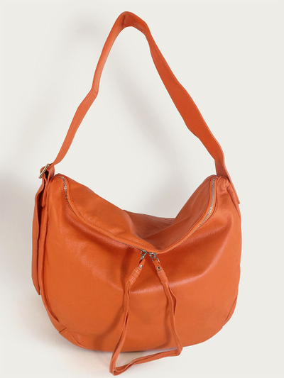 (АРТИКУЛ: 10071/1) СУМКА БОЛЬШАЯ, НАТУРАЛЬНАЯ КОЖА, ЯРКО-ОРАНЖЕВАЯ, ШИРОКИЙ РЕМЕНЬ ЧЕРЕЗ ПЛЕЧО