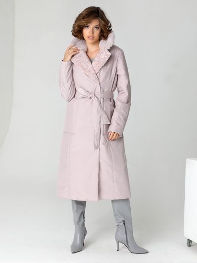 Пальто 23303 серо-розовый