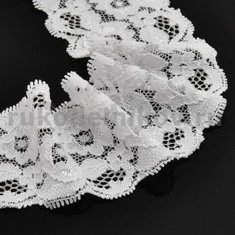 кружево "Ажурное", синтетика, цвет-белый, отрез-1 метр