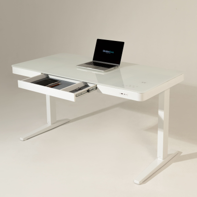 Умный стол 140×70 белый | закалённое стекло