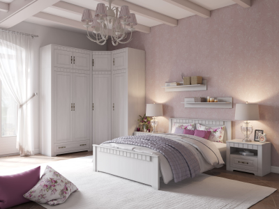 Тумба прикроватная "Прованс" спальня 602х410х510 Бодега белая / Патина премиум