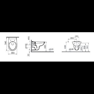 Комплект: унитаз с сиденьем дюропласт VitrA Normus, с микролифтом, инсталляцией и панель управления, цвет глянцевый хром, 9773B003-7206