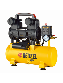 Компрессор безмасл. малошумный DLP-950/10, 950Вт,10 л, 2850 об/мин, 170 л/мин Denzel