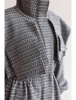 Парка из фактурного хлопка (бело-синий)