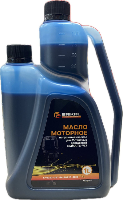 Масло моторное для 2-тактных двигателей BAIKAL NMMA TC-W3 с дозатором