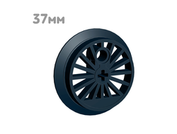 Train Wheel RC, Spoked with Technic Axle Hole and Counterweight, 37 mm D. Flanged Driver, Black (85489b / 4543943 / 6236464)