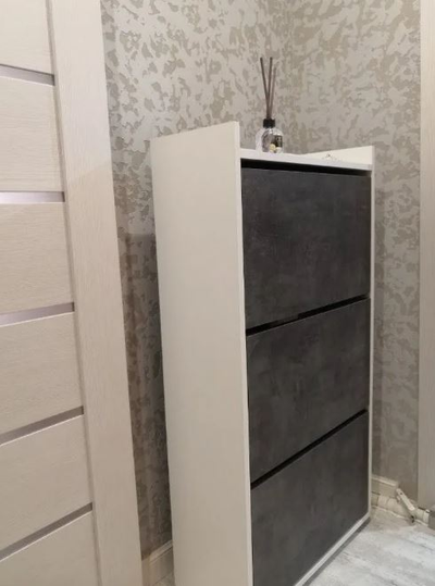 Обувница Куб Белый/Камень (Гросс)