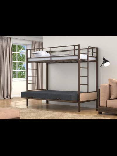 Двухъярусная кровать-диван Дакар 1 Коричневый (вставки Дуб молочный)