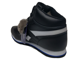 Кроссовки Reebok Classic Mid черно-белые зимние с мехом