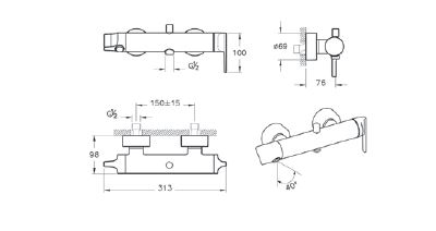 Смеситель для ванны/душа, хром, VitrA Suit, A42818