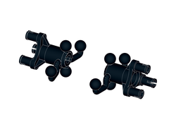!АНАЛОГ! Technic, Steering Arm with 4 Tow Ball with Black Wheel Hub 3 Pin Triangular 32495 / 32496(АНАЛОГ), Black (32495c010) / 2 шт.