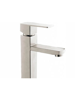 Смеситель для умывальника высокий MELANA F6110 нерж.сталь, однорычажный, сатин, литой излив