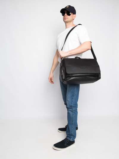 Кожаная мужская сумка Toara black (арт. 5058-61)