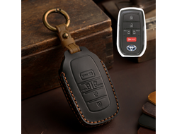 Чехол из чёрной кожи для ключа Toyota Sienna 4 с 2021 года (5 кнопок) с Американского рынка