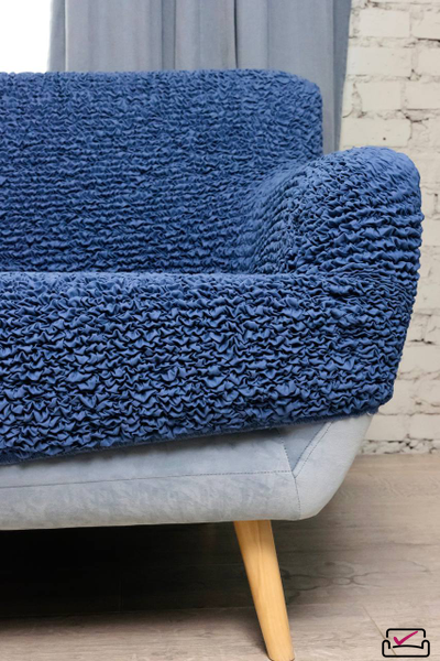 Чехол на 3х местный диван Микрофибра Синий Индиго. Защита мягкой мебели  от животных.