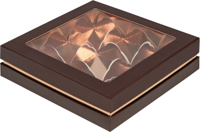 Коробка для 9 моти ПРЕМИУМ с/о (шоколад/золото), 180*180*45мм