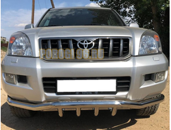 Защита переднего бампера двойная волна + «зубья» d60/42 для Toyota Land Cruiser Prado120 (2003-2009)