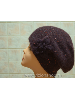 Бордовый вязаный берет Vizio Италия 5893