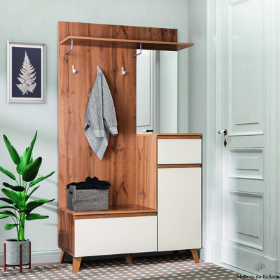 Авалон 53.11 Шкаф для прихожей (с зеркалом) Дуб вотан/Белый