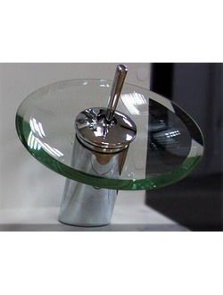 Смеситель для раковины водопад LEDEME L1055-2 излив стекло