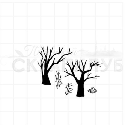 штамп деревья с голыми ветками